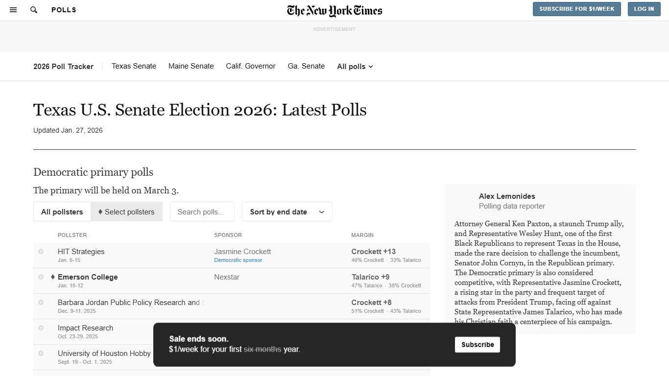 Who Is Ahead in the U.S. Senate Race in Texas? Latest 2026 Polls - The New York Times